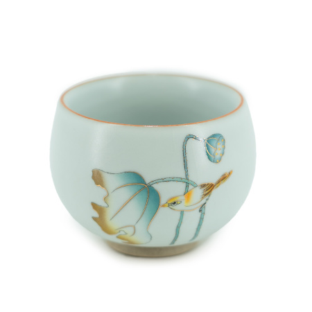 Пиала фарфоровая "Лотос и воробей", 110 мл.  | 茶杯. Цена: 1 500 ₽ руб.