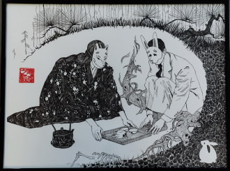 Картина «Чайная чёрной лисицы», графика, бумага, тушь. Николай Леушин. Цена: 3&nbsp;000 ₽ руб.