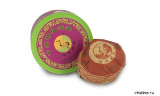 Pressed Raw Pu-erh Tea - Sheng pu-erh 2014 "Lux" brand "Pine and Crane" factory "Xiaguan" nest 100g