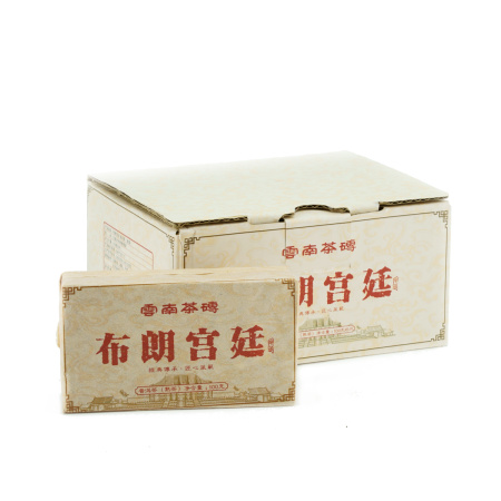 Прессованный шу пуэр - Шу пуэр 2013 г. "Булан гунтин" завода "Чжоуши" кирпич 100 г, 