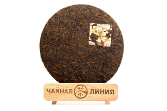 Pressed Rip Pu-erh Tea - Shu Pu-erh 2016 "Red Flame" brand "Kaishunhao" 357 g, 