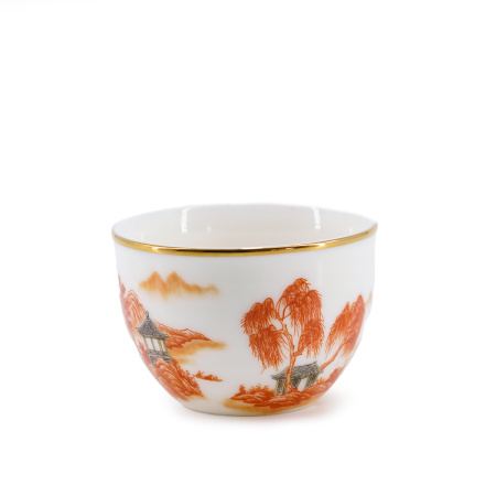 Пиала фарфоровая "Оранжевый закат", 100 мл.  | 茶杯. Цена: 1 710 ₽ руб.