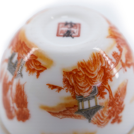 Пиала фарфоровая "Оранжевый закат", 100 мл.  | 茶杯. Цена: 1 710 ₽ руб.