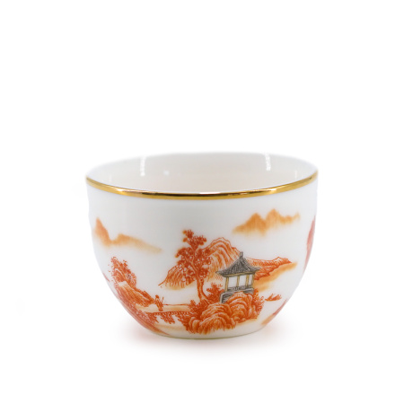 Пиала фарфоровая "Оранжевый закат", 100 мл.  | 茶杯. Цена: 1 710 ₽ руб.